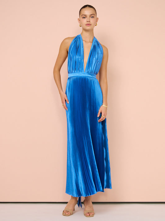 Lidee Modernist Split Gown in Mediterranean Blue