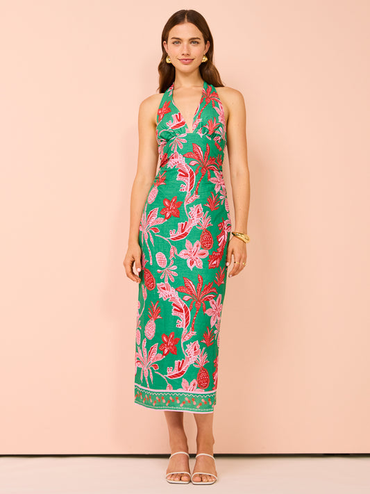 Ownley Kara Midi Dress in Pineapple Print