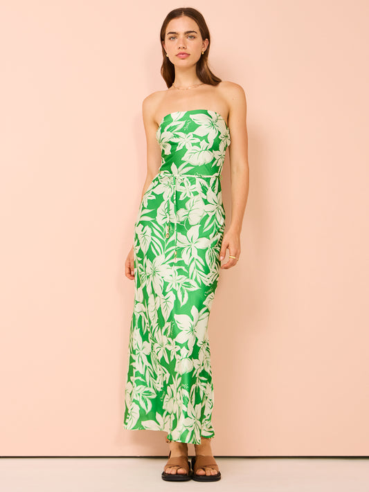 Ownley Sofia Midi Dress in Green Palm
