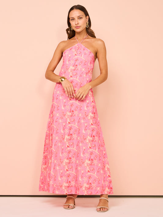Palm Noosa Isabella Midi Dress in Pink Palms