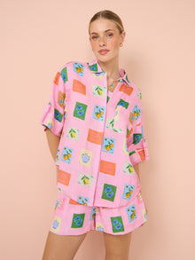Palm Noosa Mirage Shirt in Pink Emblem