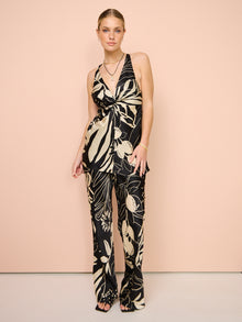 Shona Joy Capri Silk Bias Cut Pant in Black/Cream