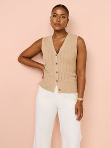 Viktoria & Woods Plaza Vest in Tan