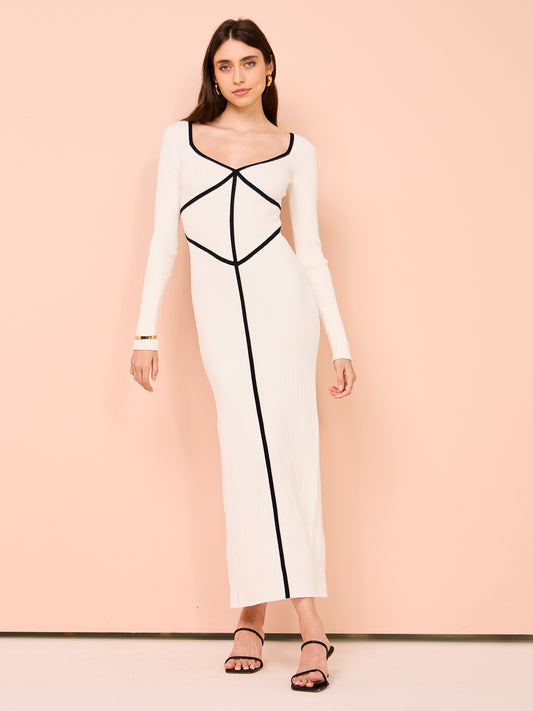 Significant Other Maple Midi Dress in Ivory Contrast
