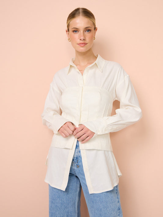 Sovere Alter Combo Bodice Shirt in Chalk