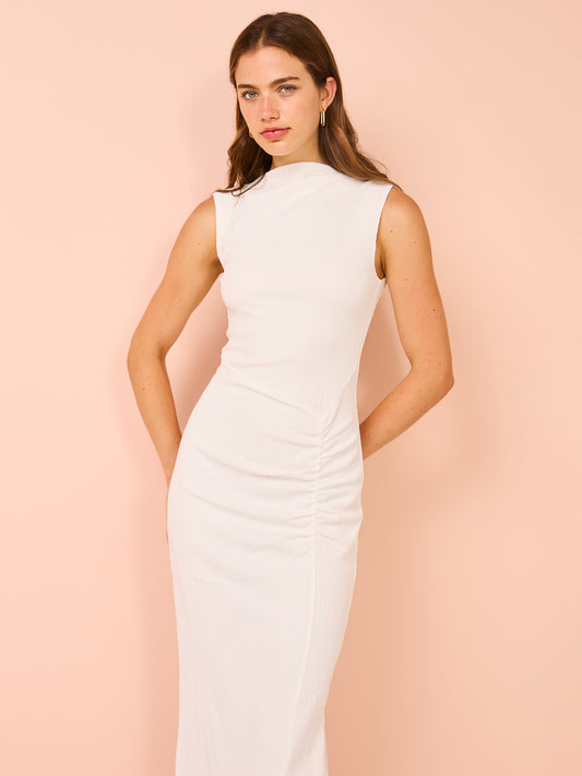 Suboo Jacqui Rouched Front Midi Dress in White
