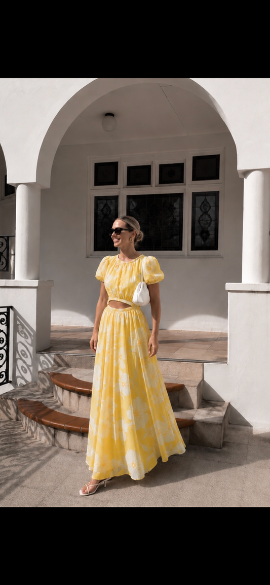 By Nicola Amarilla Maxi Dress in Amarilla Flor