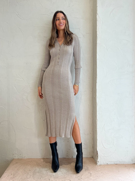 Elka Collective Leigh Knit Dress in Taupe