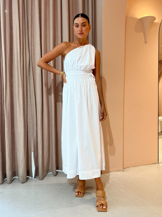 Faithfull the Brand La Ora Midi Dress in White