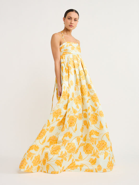 Leo Lin Marguerite Maxi Dress in Anemone Print in Ginger