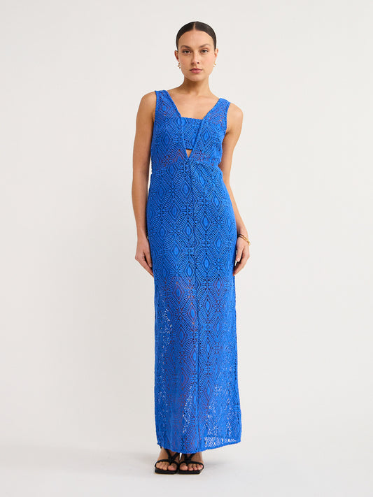 Roame Westwood Dress in Cobalt Crochet