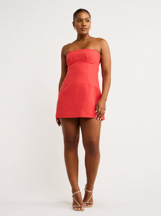 Sir Sperri Sculptured Mini Dress in Red