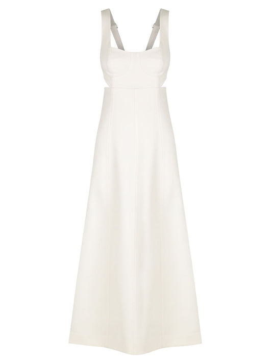 Shona Joy Amura Bustier Midi Dress in Cream