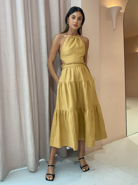 Shona Joy Aria Backless Midi Dress in Ginger