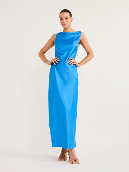 Significant Other Lara Backless Dress in Azure Blue