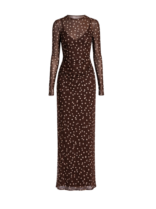 By Nicola Luca Maxi Dress in Chocolate Polka