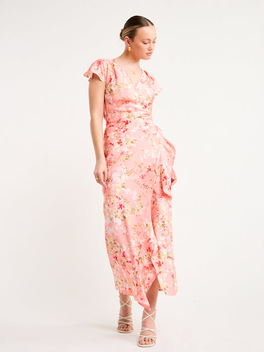 Sofia The Label Bloom Wrap Dress in Pink Blossom