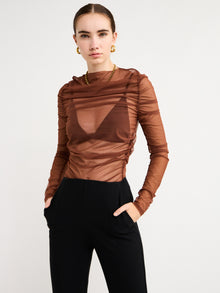 Camilla and Marc Cove Gathered Top in Walnut