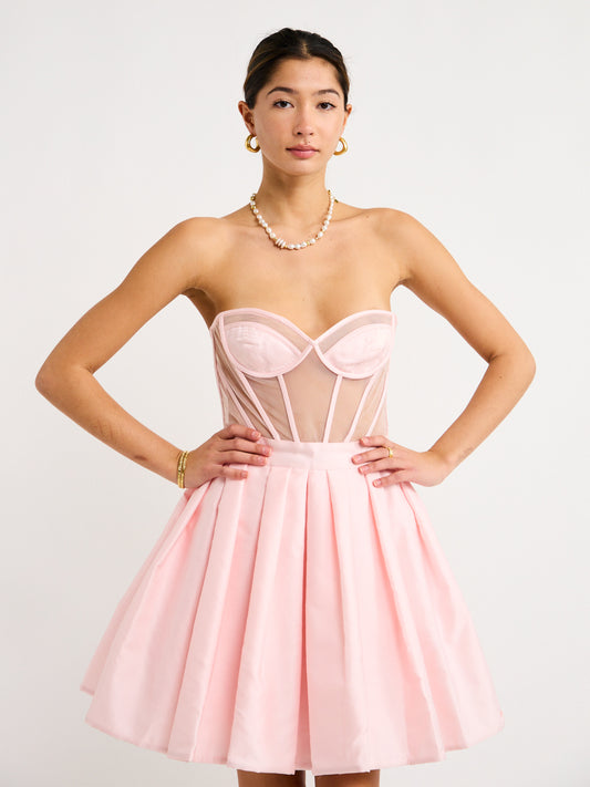 Leo Lin Eliza Structured Bustier Mini Dress in Pink