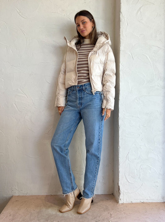 Orbit Puffer Jacket in Glazed Ecru