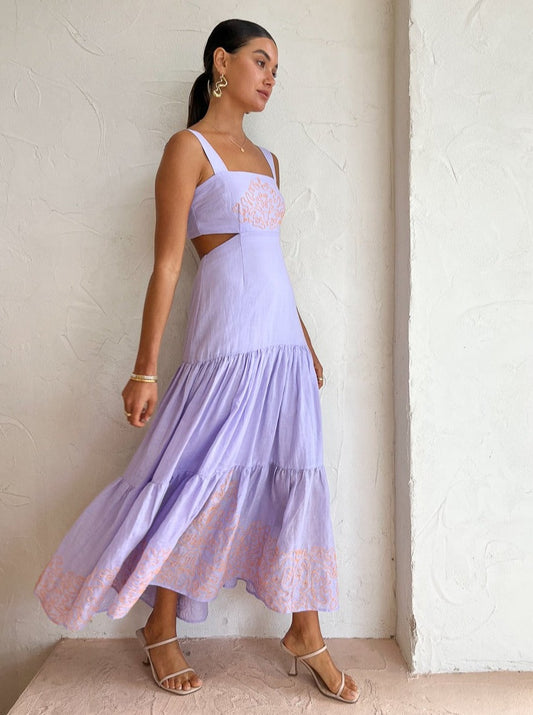 Alemais Maggie Cutout Midi Dress in Lilac