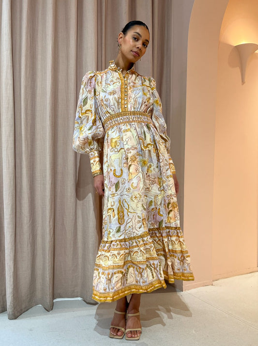 Alemais Solitaire Midi Dress in Watercolour