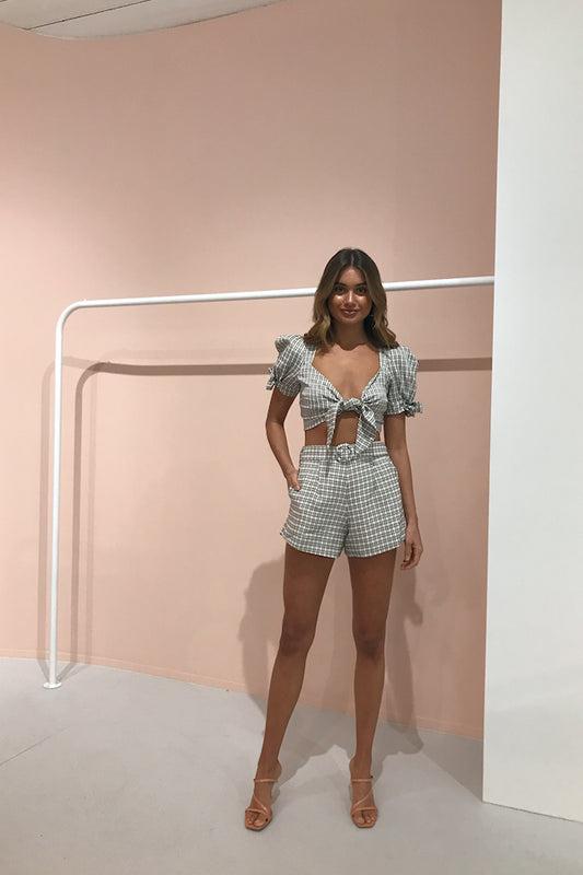 Carver Audrey Crop in Natural Check