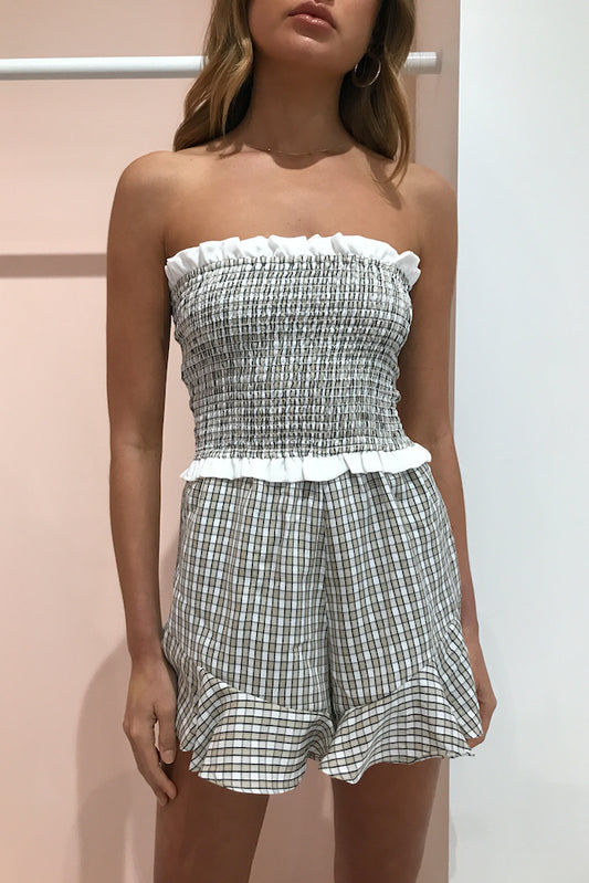 Carver Audrey Playsuit in Natural Check
