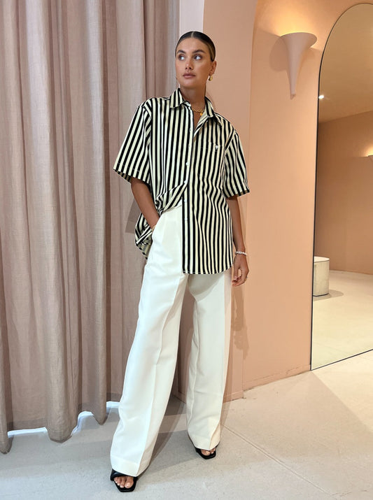 Blanca Bobby Shirt in Cream/Black