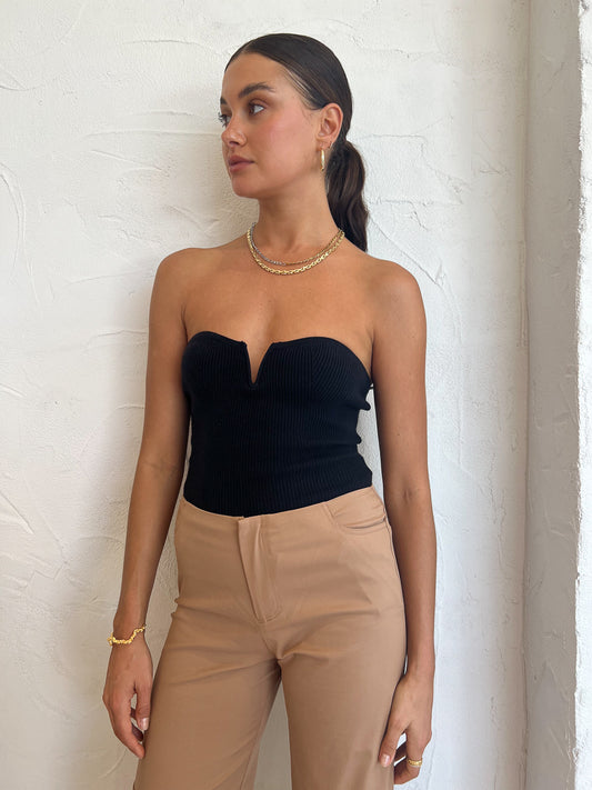 Bec and Bridge Vesna Strapless Knit Top in Black
