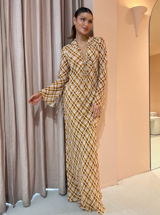 Bec and Bridge Sunflower Check L/S Maxi Dress in Sunflower Check Coco & Lola Bec and Bridge Sunflower Check L/S Maxi Dress in Sunflower Check Coco & Lola