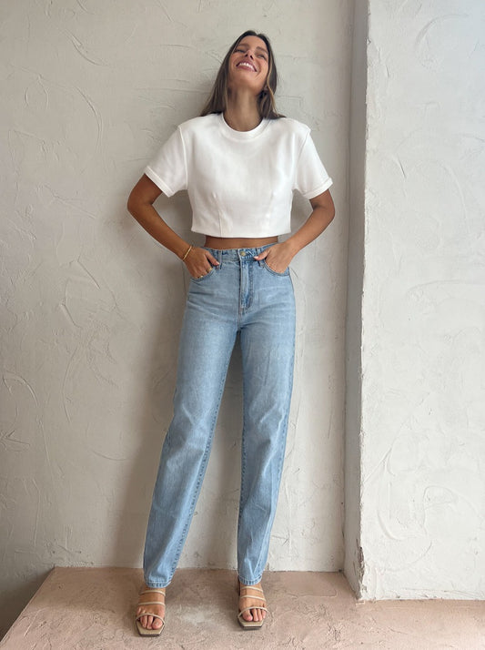 By Johnny Kel Crop Tee in Ivory