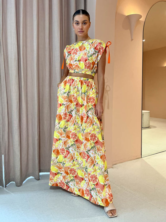 By Nicola Ahoy Maxi Skirt in Citrus Print