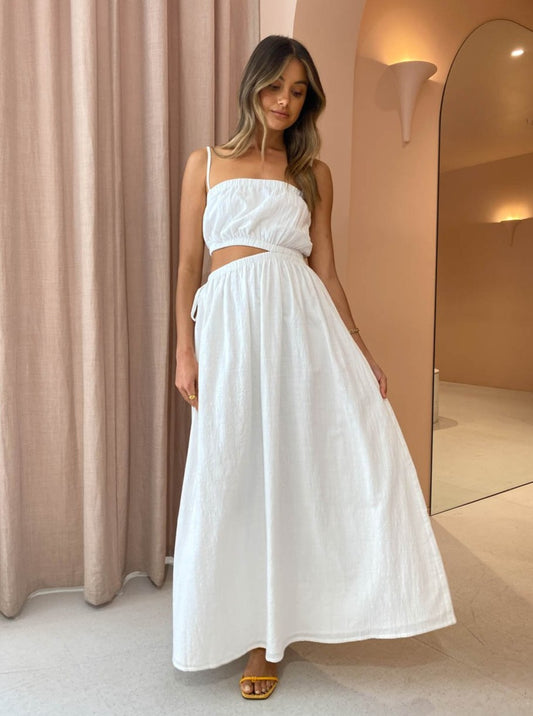 By Nicola Carnivale Elastic Waist Maxi Dress in White