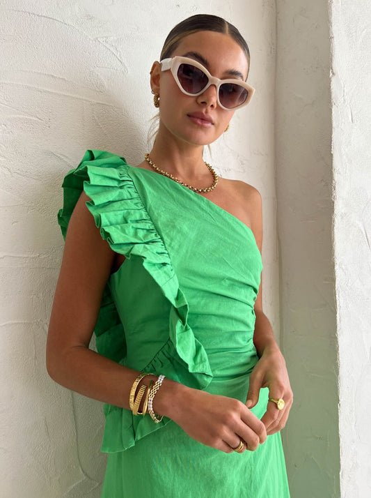 By Nicola Adrift Midi Dress in Parakeet Green