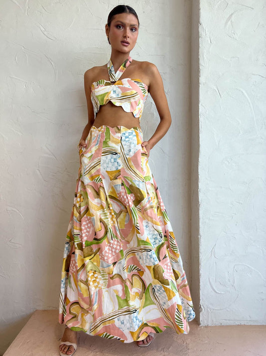 By Nicola Sea Change Maxi Skirt in Swirl Check