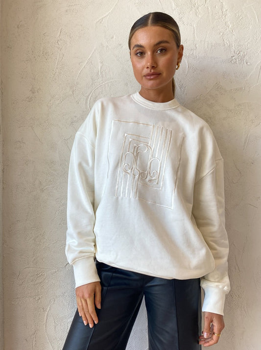 Camilla and Marc Atollo Embroidered Sweatshirt in Soft White