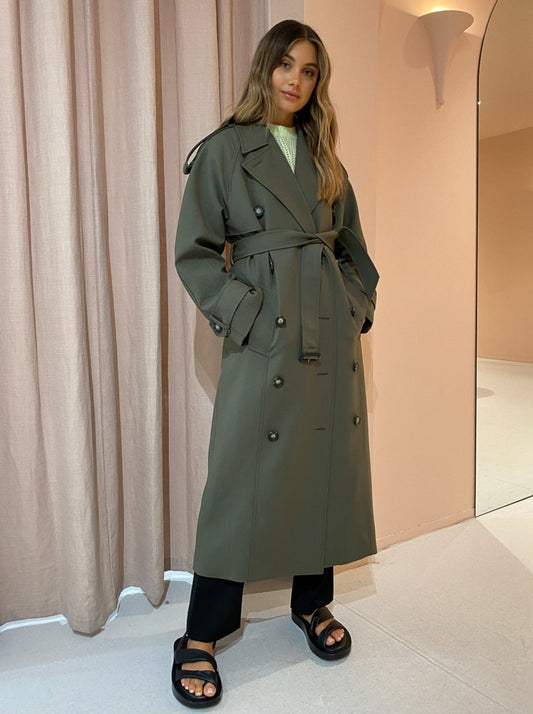 Camilla and Marc Mateo Trench Coat in Willow Green