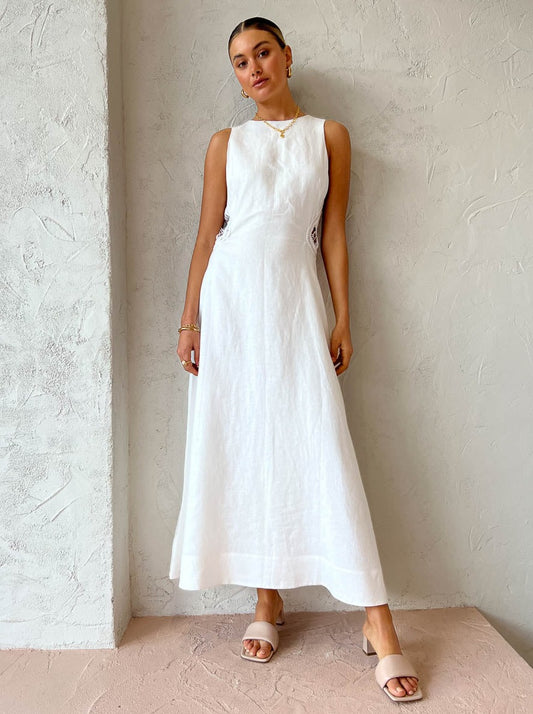 Clea Anja Longline Dress in Chalk