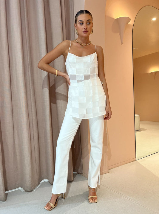 Clea Bianca Checkerboard Top in Chalk Check