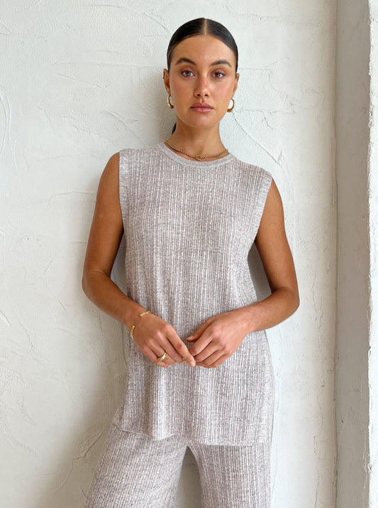 Elka Collective Oscar Knit Top in Taupe Marle