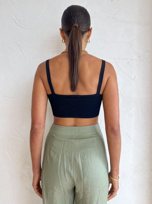 Elka Collective Ava Knit Bralette in Black