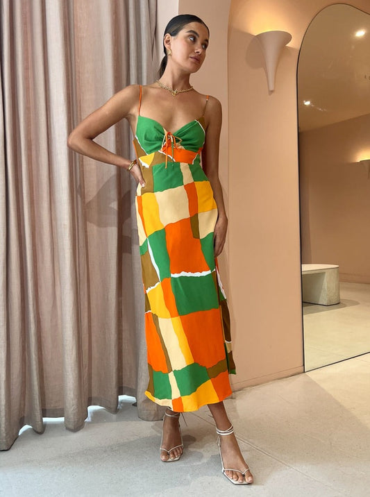 Faithfull the Brand Tempio Midi Dress in Costa Smeralda Print