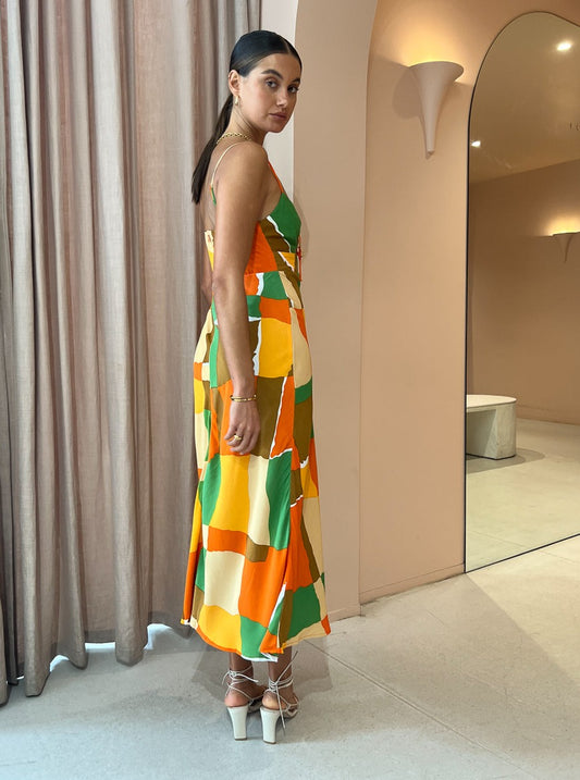 Faithfull the Brand Tempio Midi Dress in Costa Smeralda Print