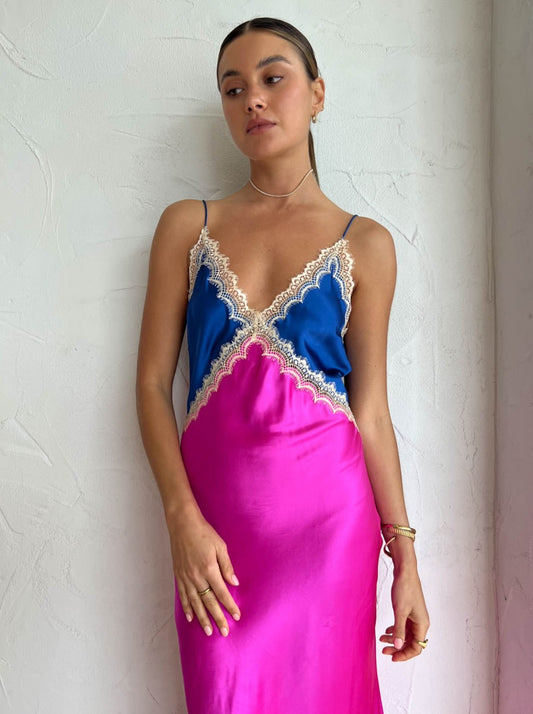Ginia Sadie Dress in Electric Pink/Lapis