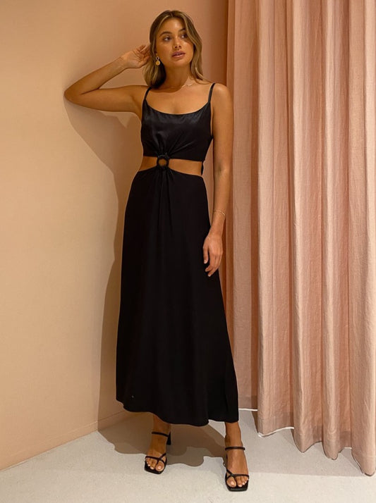 Ginia Sabrina Maxi Dress in Black