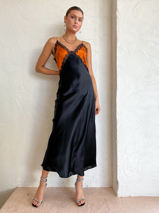 Ginia Sadie Dress in Sunset/Black