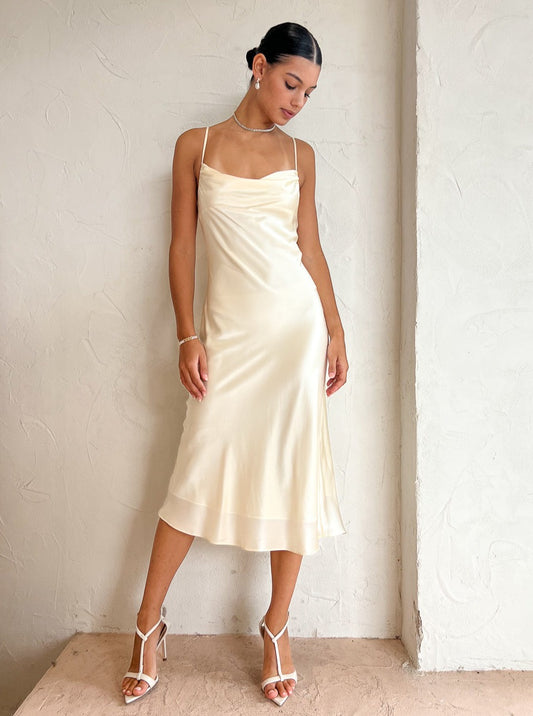 Ginia Isabel Maxi Dress in Creme
