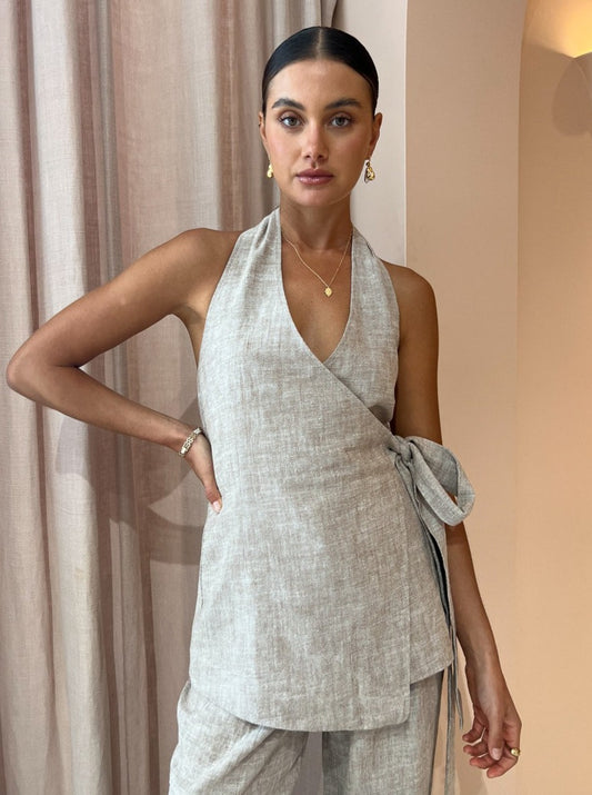 Hansen and Gretel Hamish Halter Top in Latte