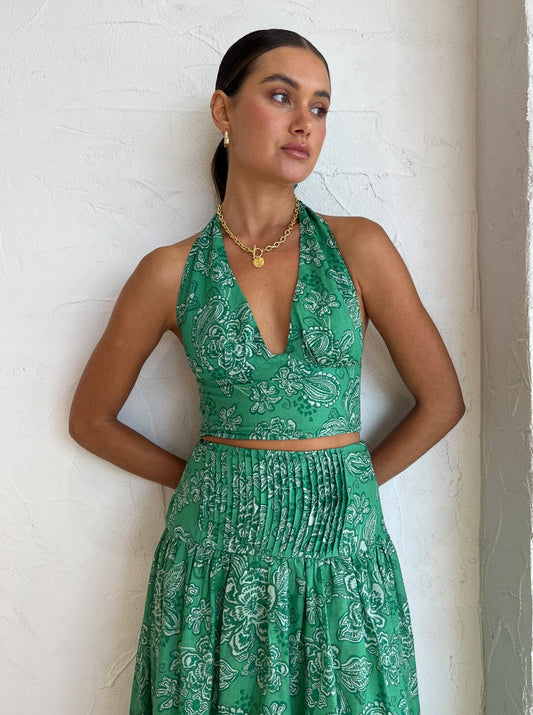 Hansen and Gretel Felix Halter Top in Greenhouse